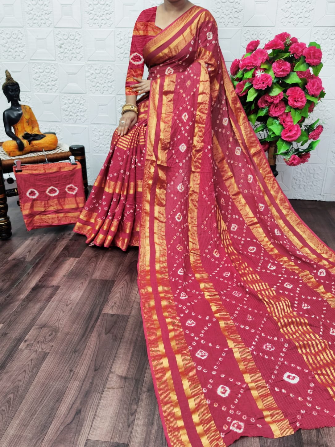 VIP Bandhej Printed Cotton Non Catalog Sarees